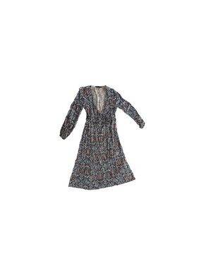 Zara Blue & Red Long Sleeved Midi Wrap Dress - Women’s Size Medium